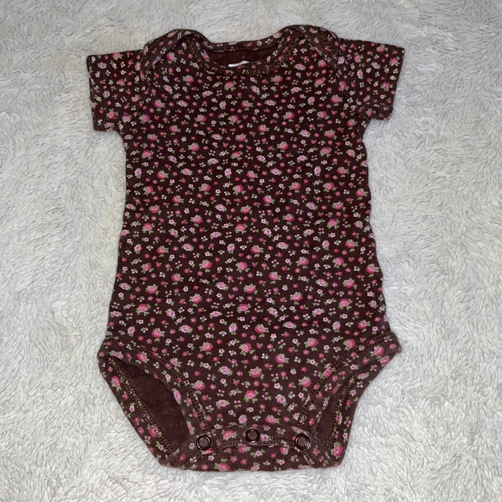 (3 for $10) carters brown floral bodysuit 3 months